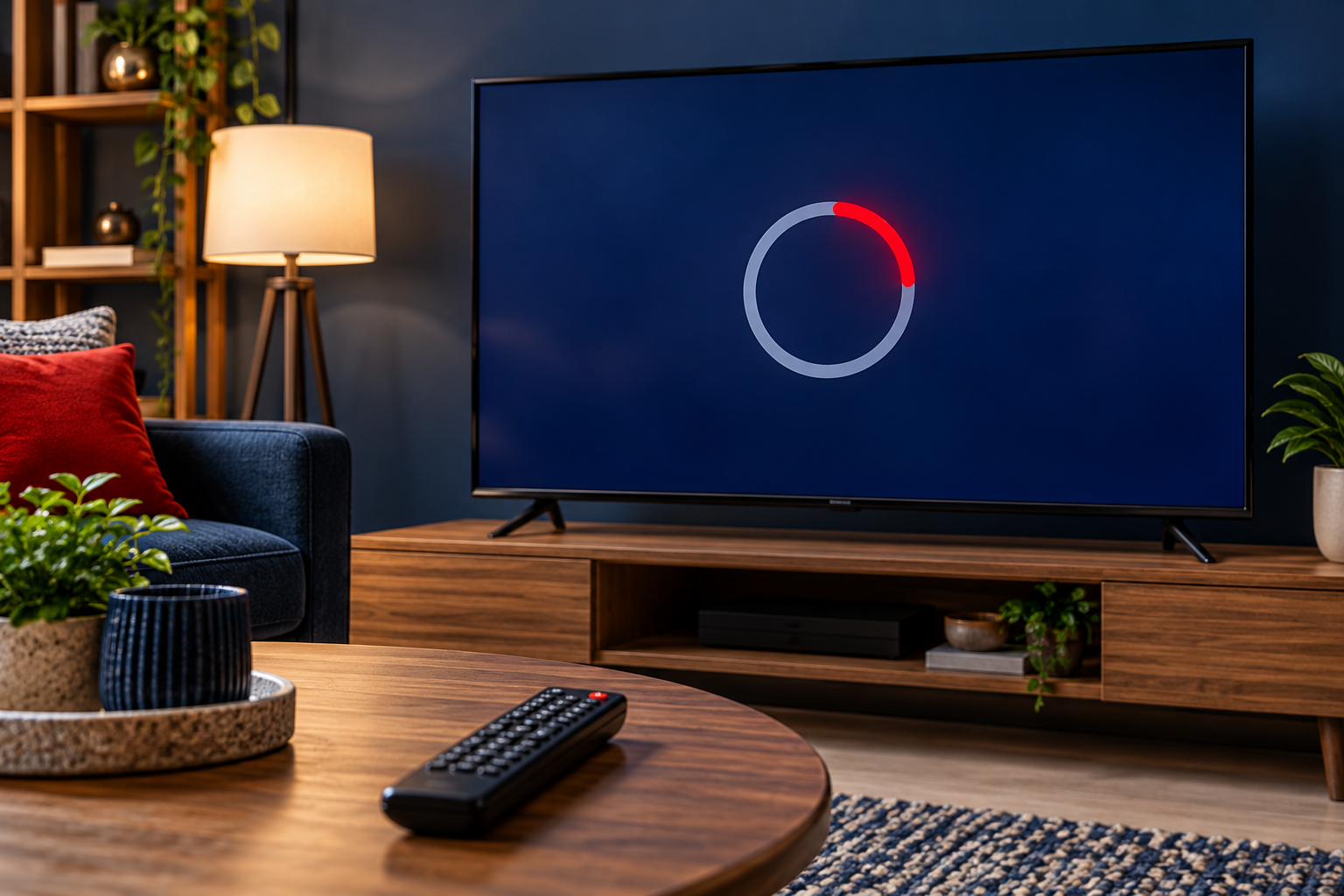 Television displaying a loading indicator